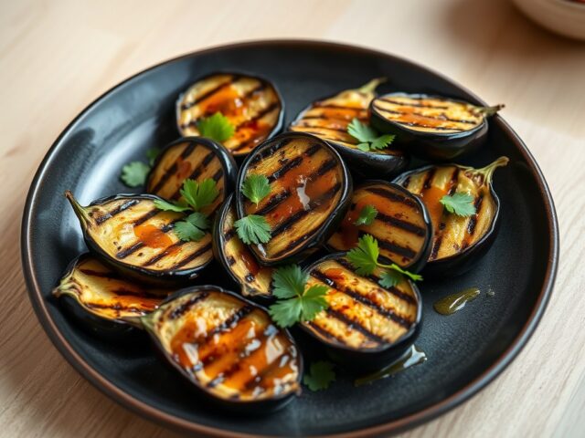 Gegrillde aubergine met Gembersaus