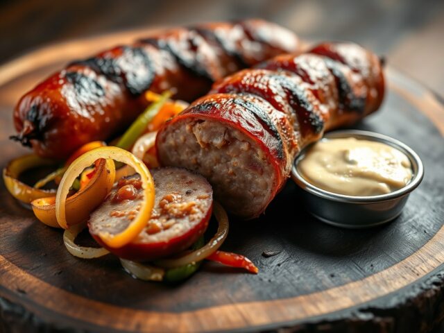 Gegrillde Braadworst met Mosterdsaus