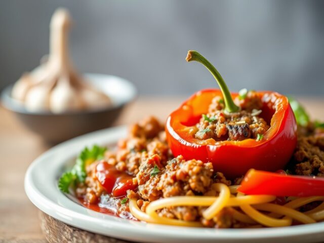 Gehaktbal met paprika — AI-gegenereerde illustratie