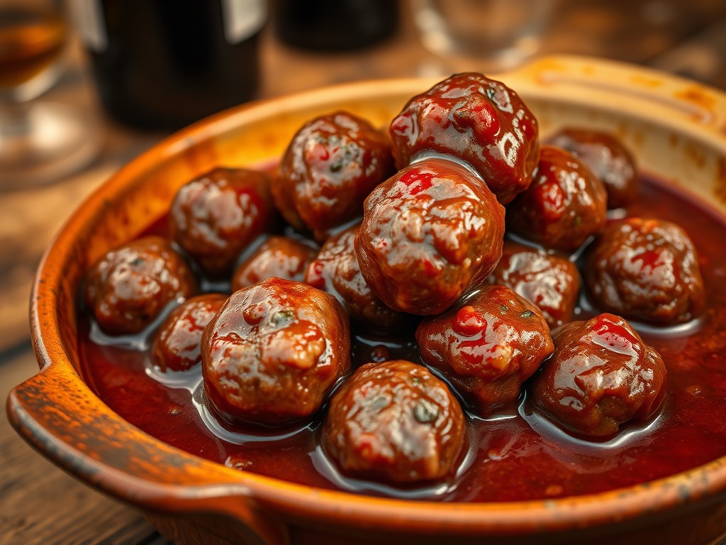 gehaktballen in de rodenbach, AI-gegenereerde illustratie