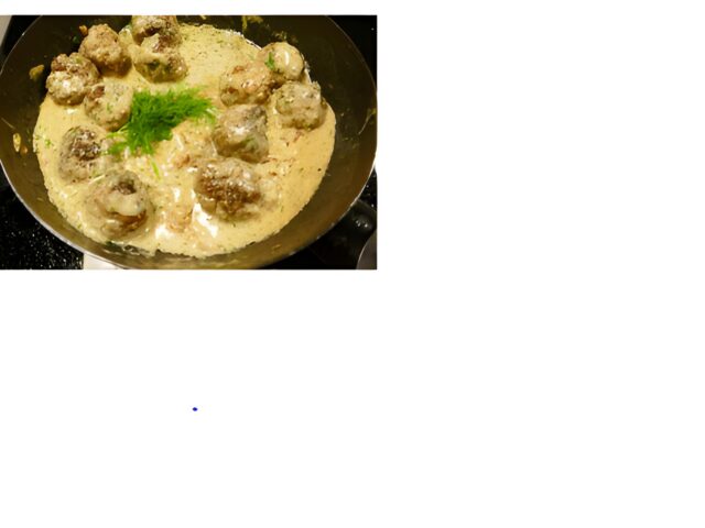Gehaktballetjes in dille, bacon, mascarponesaus met wat chardonnay