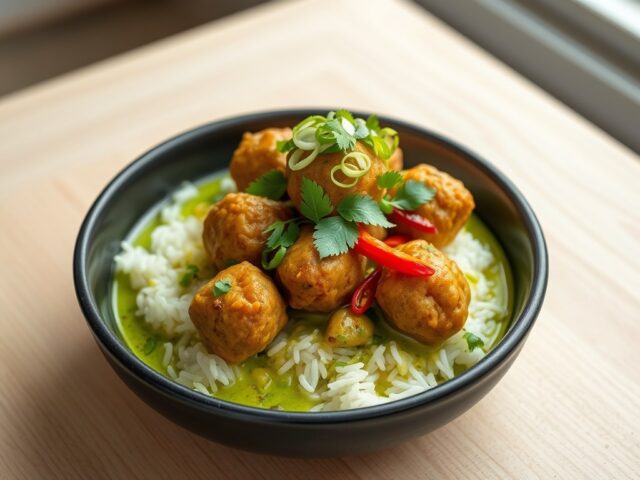 Gehaktballetjes in groene curry