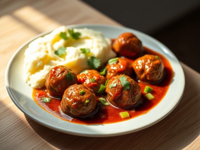 gehaktballetjes in pittige saus