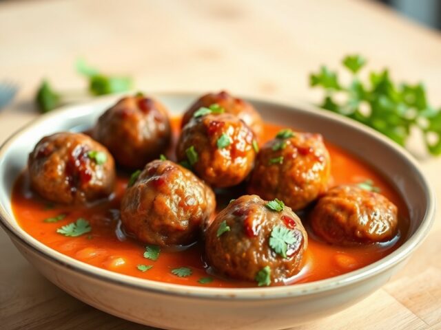 Gehaktballetjes in tomaten-yoghurtsaus