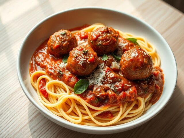 Gehaktballetjes in Tomatensaus met Spaghetti