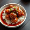 Gehaktballetjes in zoetzuresaus