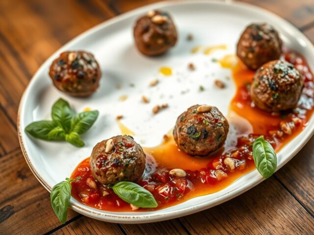 Gehaktballetjes met ricotta en pijnboompitten