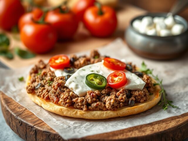Gehaktbrood met geitenkaas — AI-gegenereerde illustratie