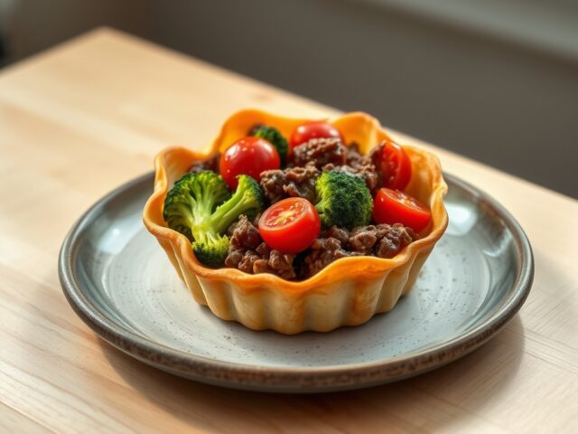 Gehakttaartje met broccoli en tomaatjes