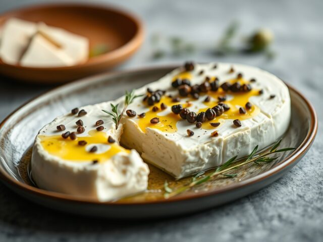 Geitenkaas met Roquefort en eau de vie — AI-gegenereerde illustratie