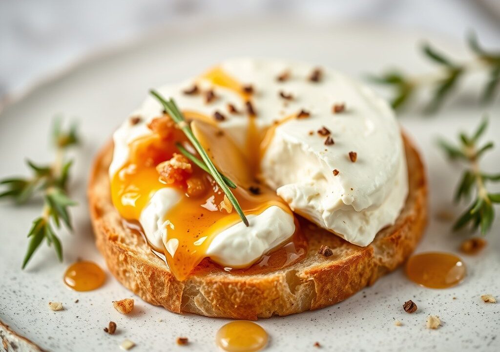 Geitenkaas met Truffel Amuse, AI-gegenereerde illustratie