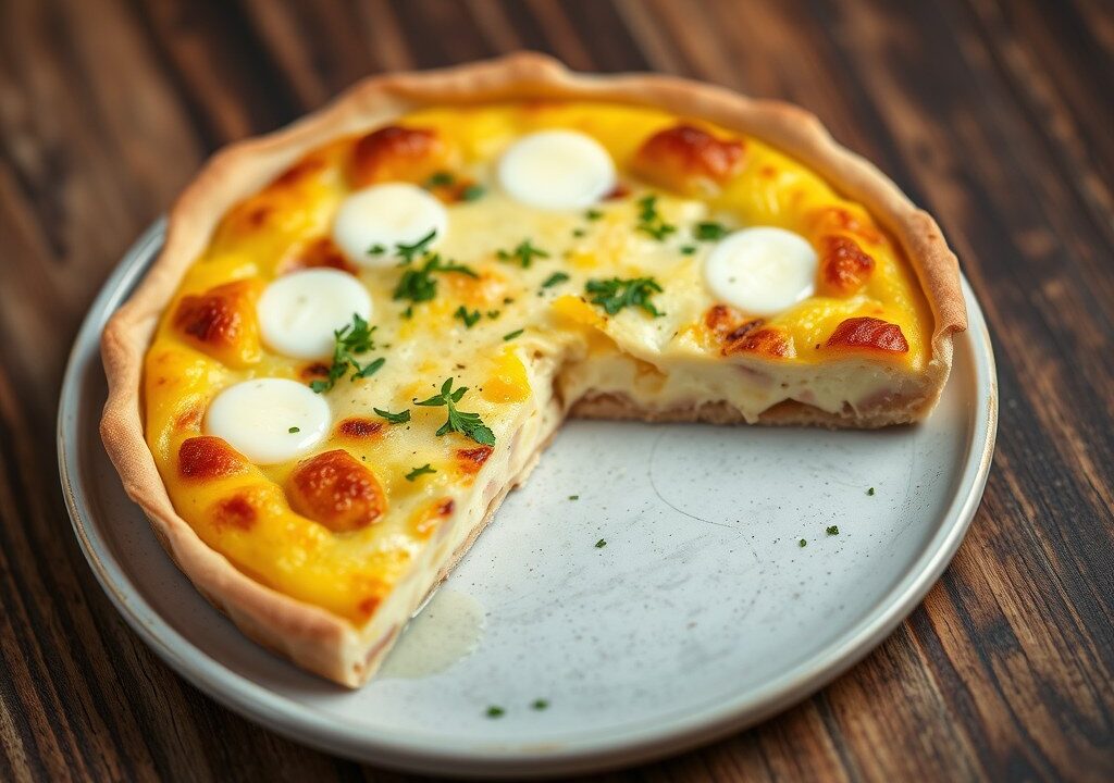 Geitenkaas Quiche — AI-gegenereerde illustratie