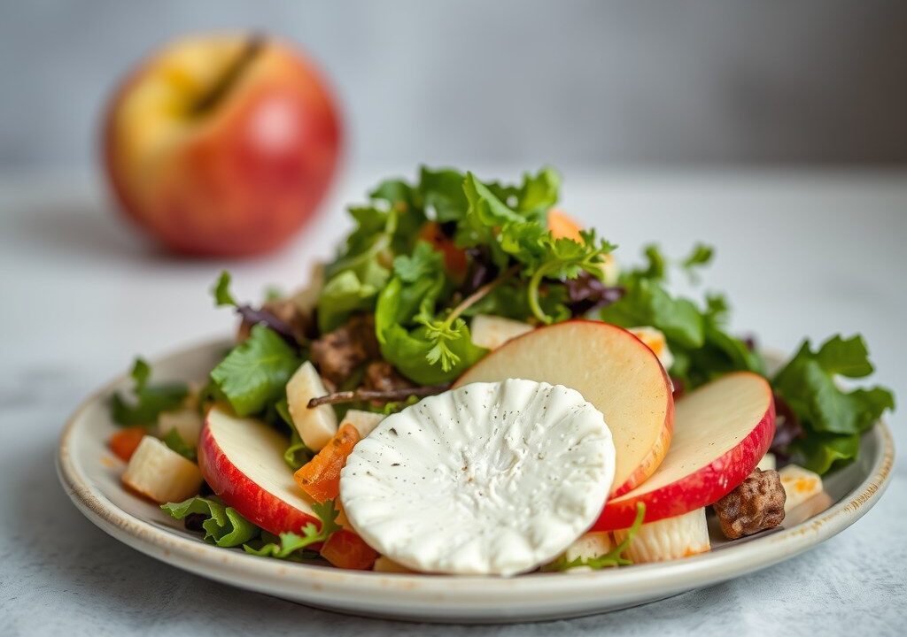 Geitenkaas salade à la pino, AI-gegenereerde illustratie