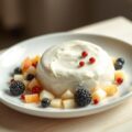 Geitenkaasmousse met drie vruchten