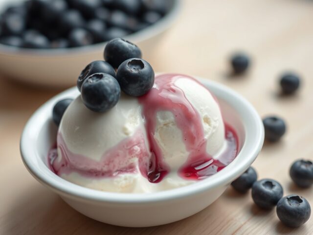 Geitenyoghurtijs met bosbessen