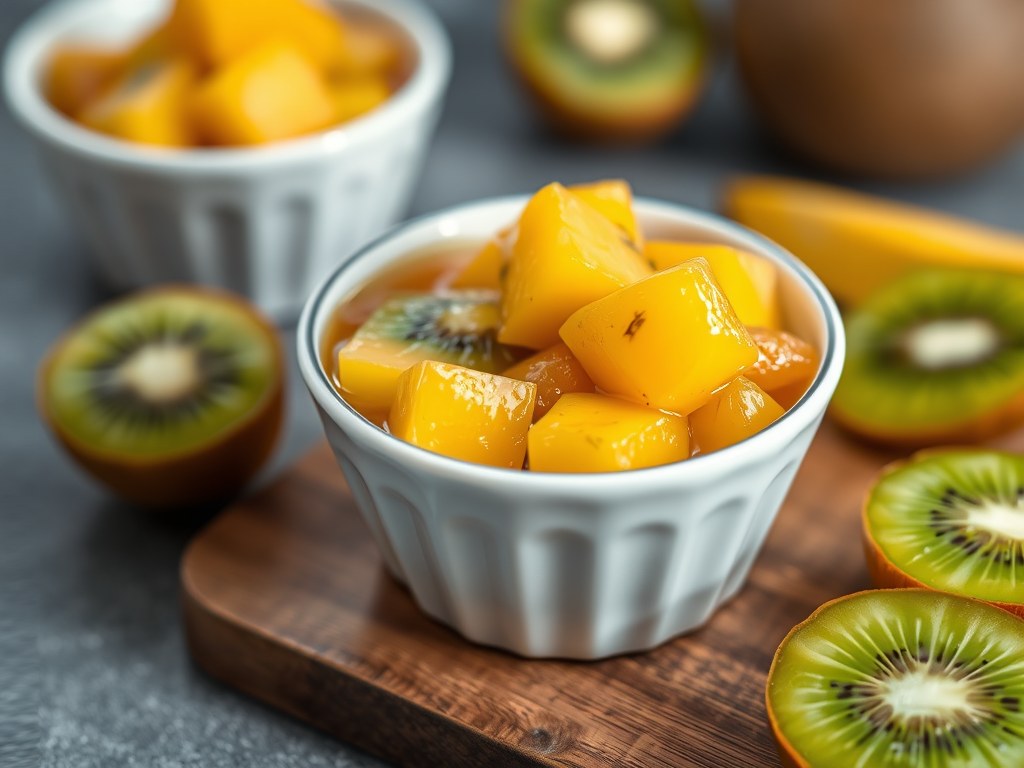Gekarameliseerd fruit, AI-gegenereerde illustratie
