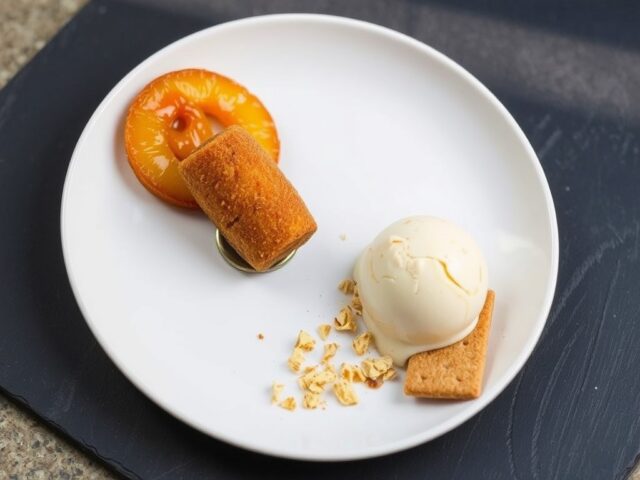 Gekaramelliseerde ananas met een kroketje van choc