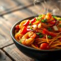 Gekruide garnalen met chinese mie