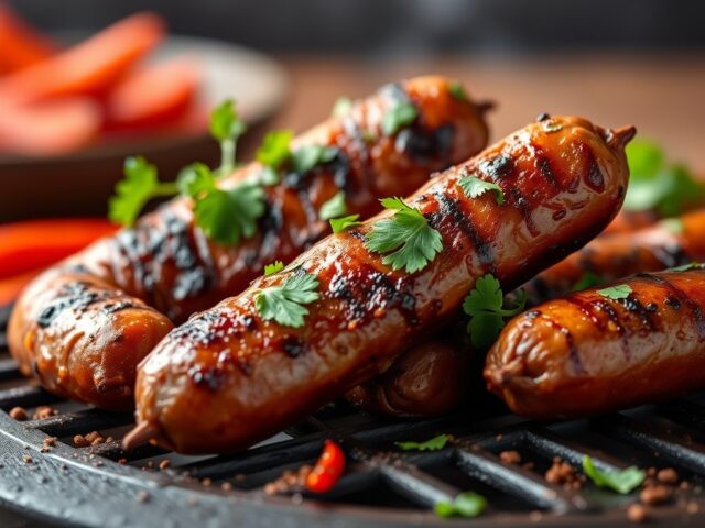 Gekruide gehaktworstjes van de grill