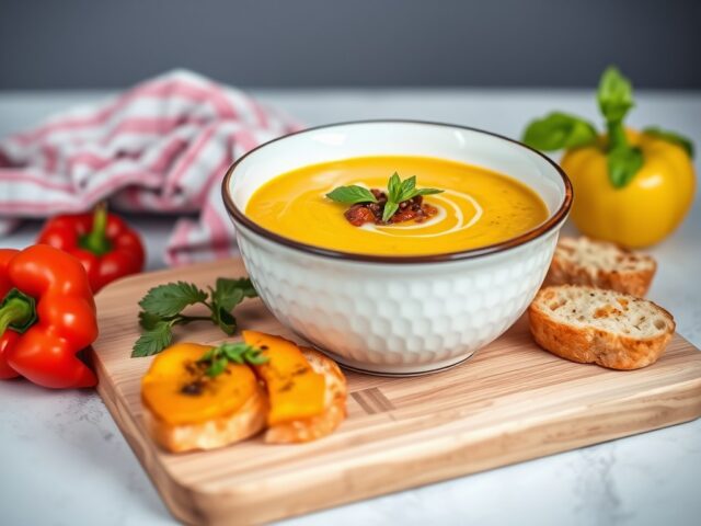 Gele paprika soep met crostini