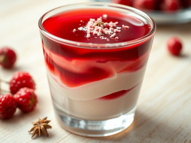Gelei en fruit met honingmousse