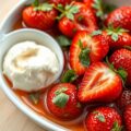 Gemarineerde aardbeien met basilicum