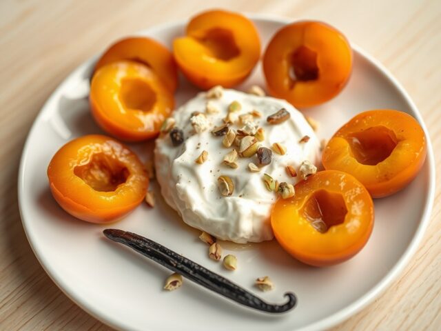 Gemarineerde abrikozen met mascarpone