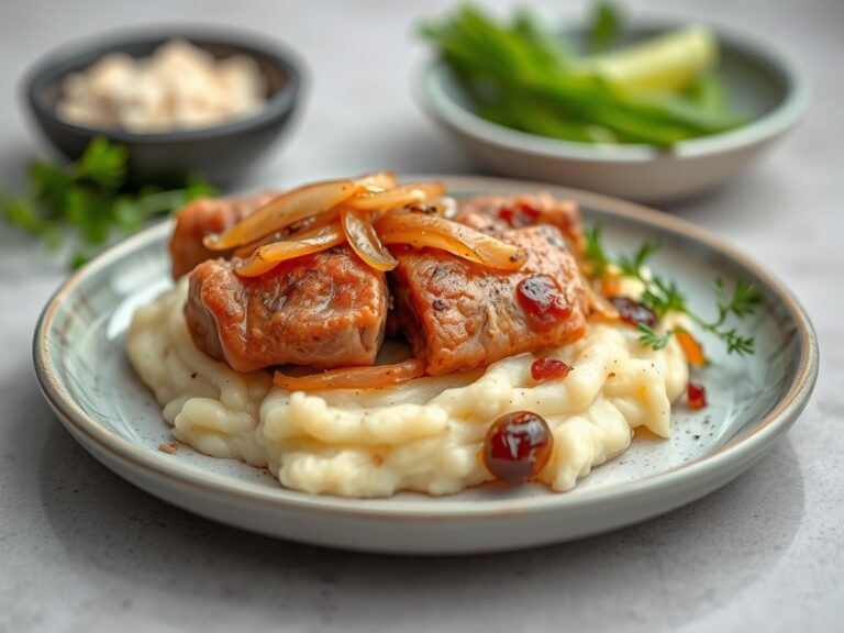 Gemarineerde rosbief met puree