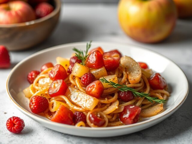 Gemarineerde varkenskarbonade met appelpilaf
