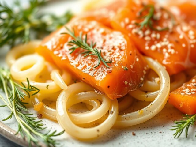 Gemarineerde venkel met gerookte zalm