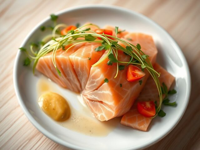Gemarineerde zalm met preigroen