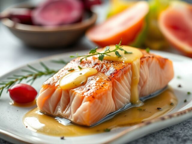 Gemarineerde zalm met wasabidressing