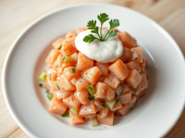 Gemarineerde zalm tartaarje