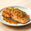 Gemarineerde zalmfilet met een pittig korstje