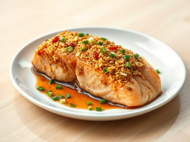 Gemarineerde zalmfilet met een pittig korstje