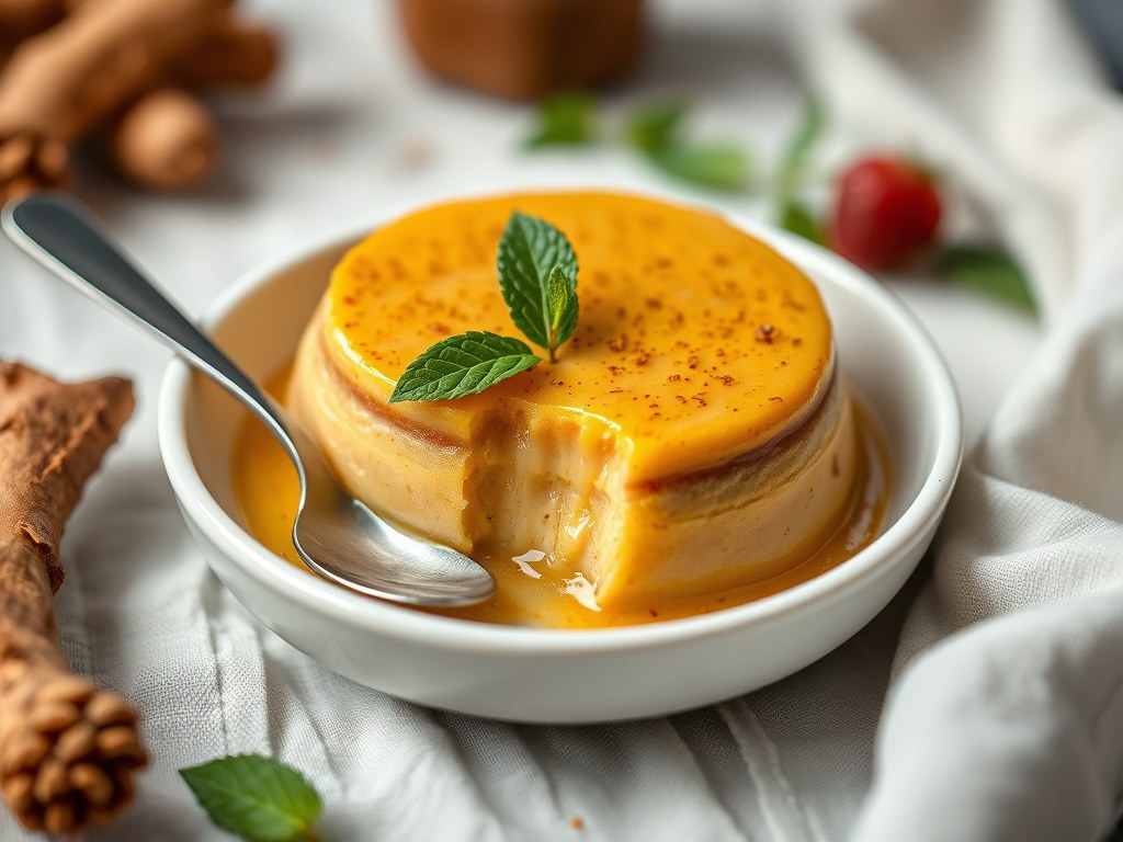 Gember-roompudding, AI-gegenereerde illustratie