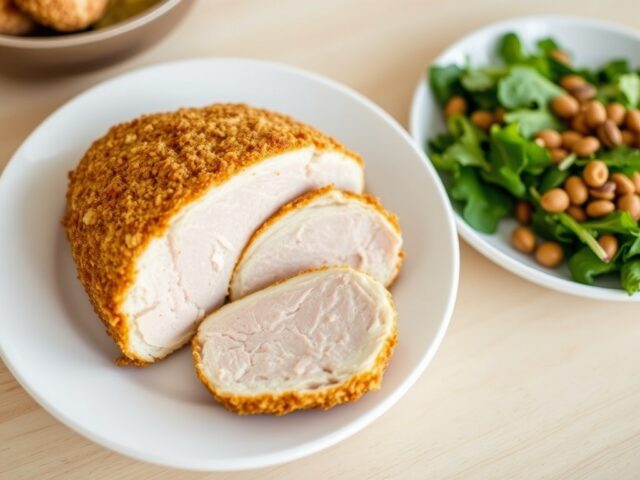 Gepaneerde konijnfilet met een herfstsalade