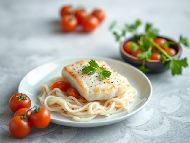 Gepaneerde tilapiafilet met tomaatjes