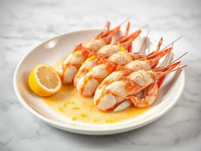 Gepocheerde langoustines met calvados
