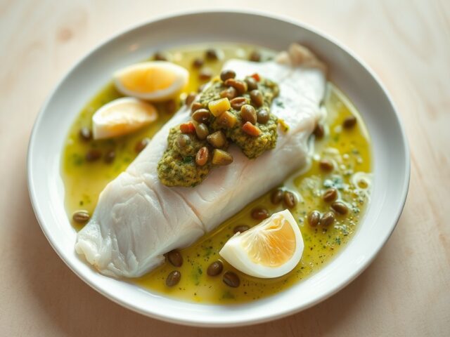 Gepocheerde rog met kruidige ravigote