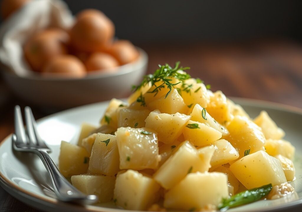 Gepofte aardappel met kruidenboter, AI-gegenereerde illustratie