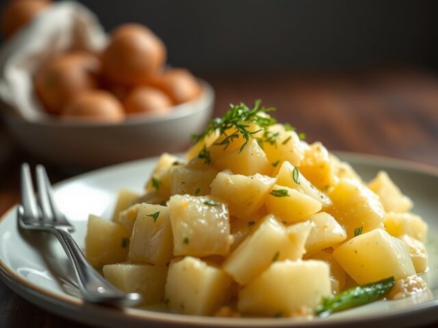 Gepofte aardappel met kruidenboter — AI-gegenereerde illustratie