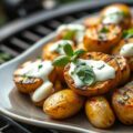 Gepofte aardappels met basilicumroom