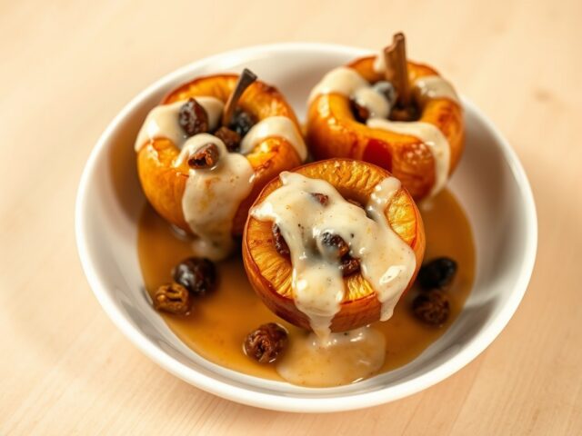 Gepofte appelen met sour cream saus