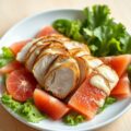 Gerookte kip met grapefruit