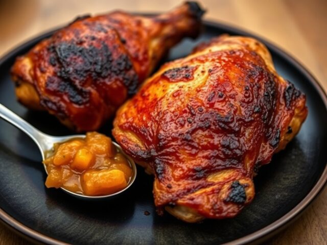 Gerookte kippendijen met pompoenchutney