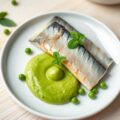 Gerookte makreel met doperwtenmousse