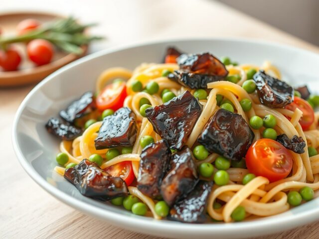 Gerookte palingsalade met pasta en asperges