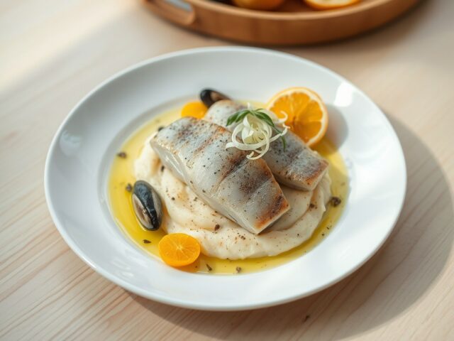 Gerookte sliptong met truffelaardappel en gerookte