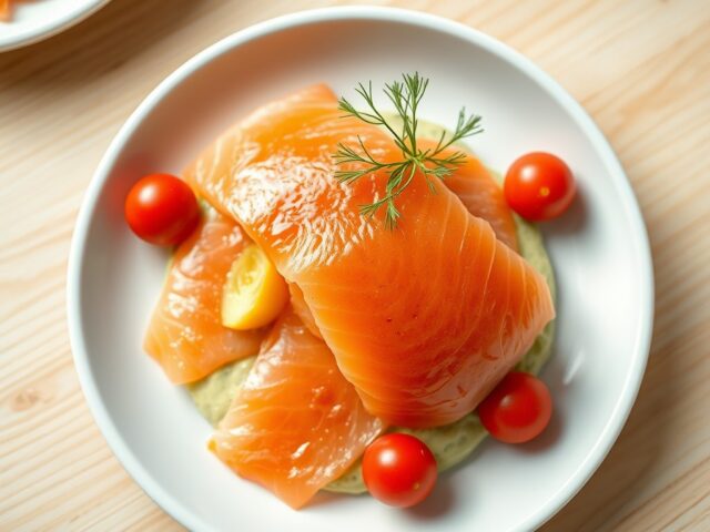 Gerookte zalm met avocadomousse